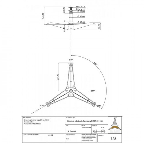 Крестовина барабана cod728 DC97-01115A