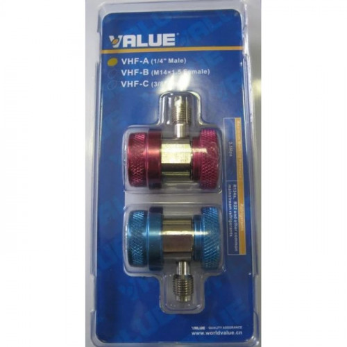 Быстросъёмные муфты Value QC (ВД+НД) с вентилем А/С 1/4" SAE 90° VHF-A