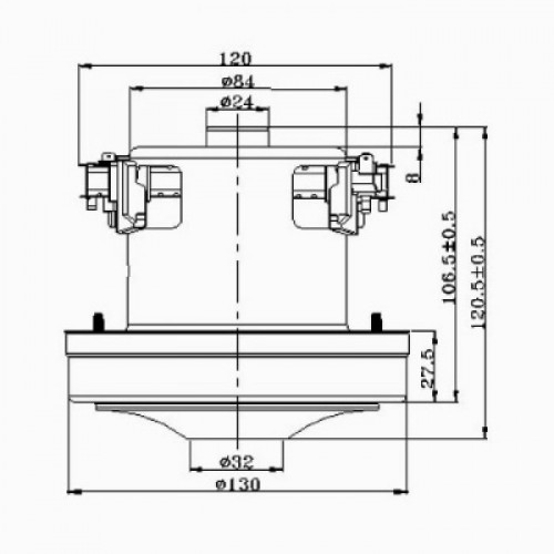 Мотор пылесоса HWX-PGH 2000W, H=120мм, h=29мм, D=130мм