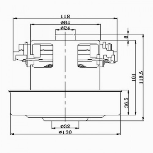 Мотор пылесоса HWX-PG 1600W, H=115мм, h=34мм, D=130мм