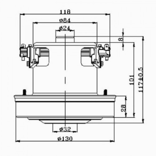 Мотор пылесоса HWX-CG08 1800W, H=117мм, D=130мм