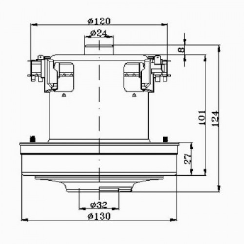 Мотор пылесоса HWX-PGH3 2200W, H=124мм, h=29мм, D=130мм