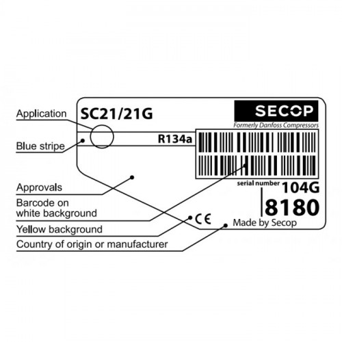 Компрессор Secop SC 21 G (R-134) (W при +7,2° 2106Вт) среднетемпературный