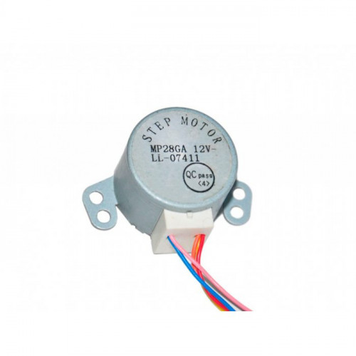 Поворотный шаговый мотор (двигатель жалюзи) кондиционера 12V MP28GA LL-07411 Вал (Н-9 мм, D-5 мм)