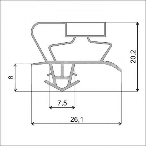 Уплотнитель двери 570x690 мм холодильника СНАЙГЕ RF300, RF310, RF360, RF390 МК V372.100-02 Профиль Skycold