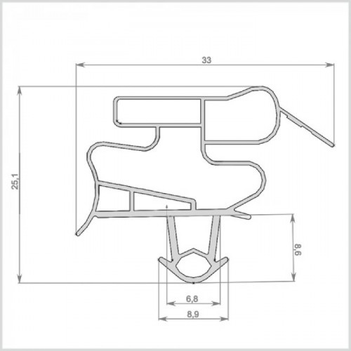 Уплотнитель холодильника 635x1050мм Профиль BR