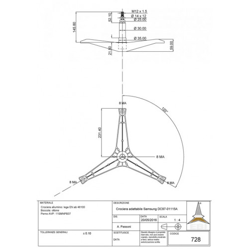 Крестовина барабана cod728 Samsung DC97-01115A